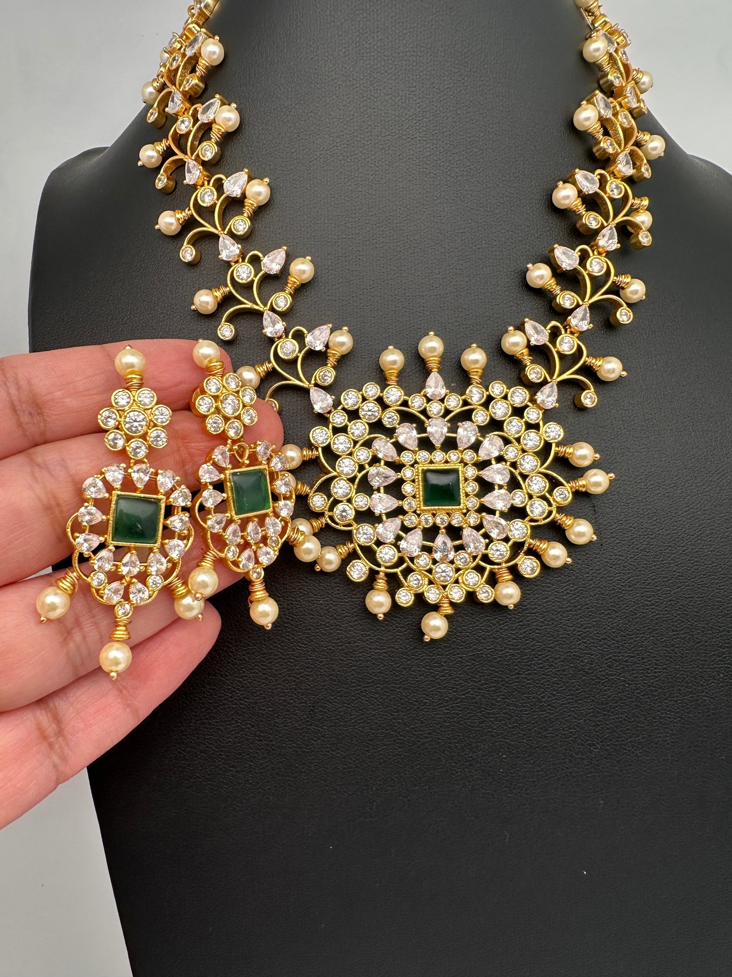 CZ Green Short Necklace