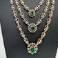 Multi Layer Teen Lada Long Color Stone AD Doublet Necklace - Green