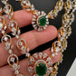 Multi Layer Teen Lada Long Color Stone AD Doublet Necklace - Green