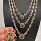 Multi Layer Teen Lada Long Color Stone AD Doublet Necklace - Green
