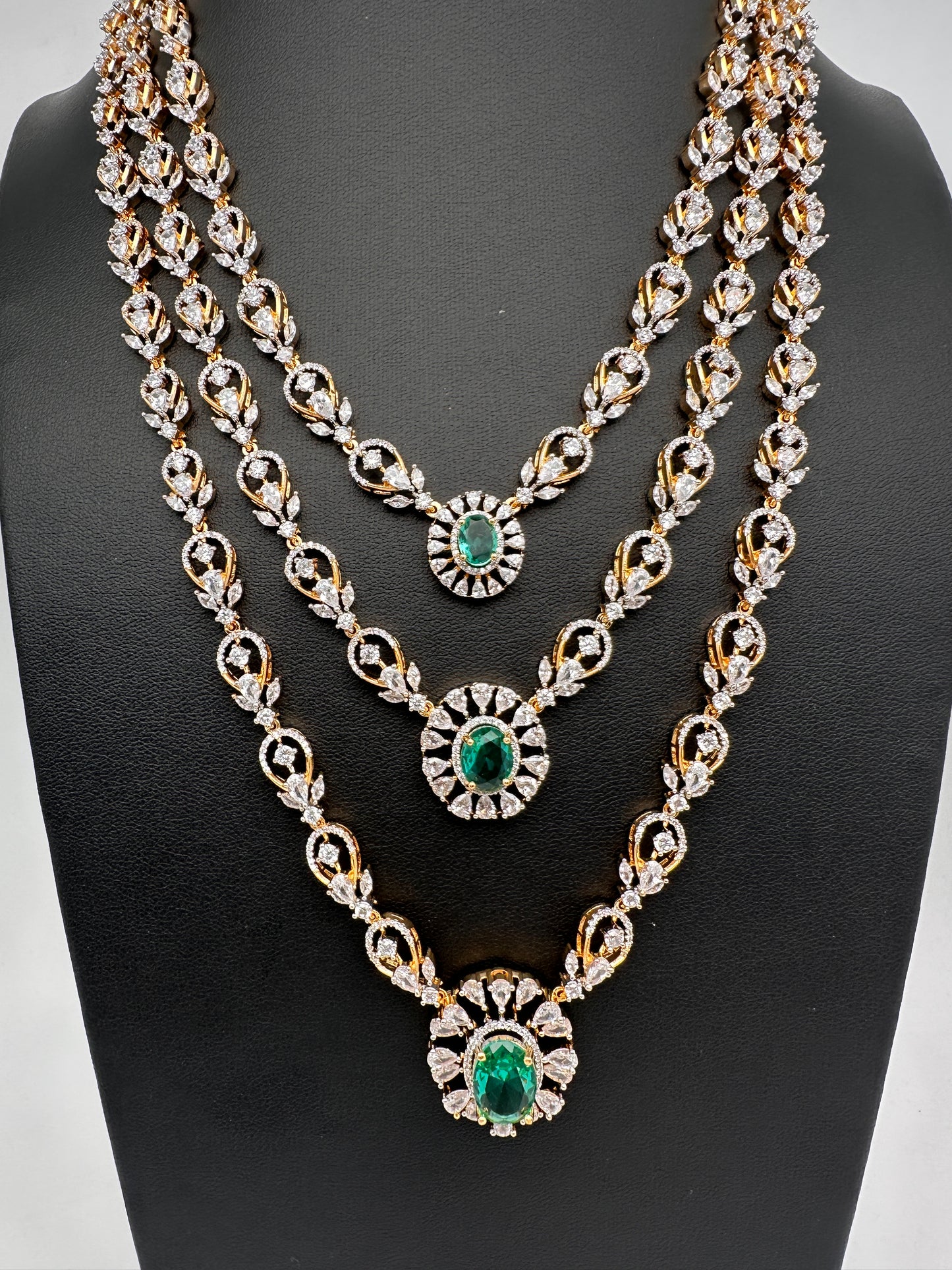 Multi Layer Teen Lada Long Color Stone AD Doublet Necklace