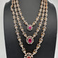 Multi Layer Teen Lada Long Color Stone AD Doublet Necklace - Red