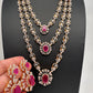 Multi Layer Teen Lada Long Color Stone AD Doublet Necklace - Red