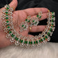 AD Neckline Color Stone Statement Necklace - Green