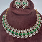 AD Neckline Color Stone Statement Necklace - Green