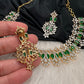 AD Neckline Color Stone Statement Necklace - Green