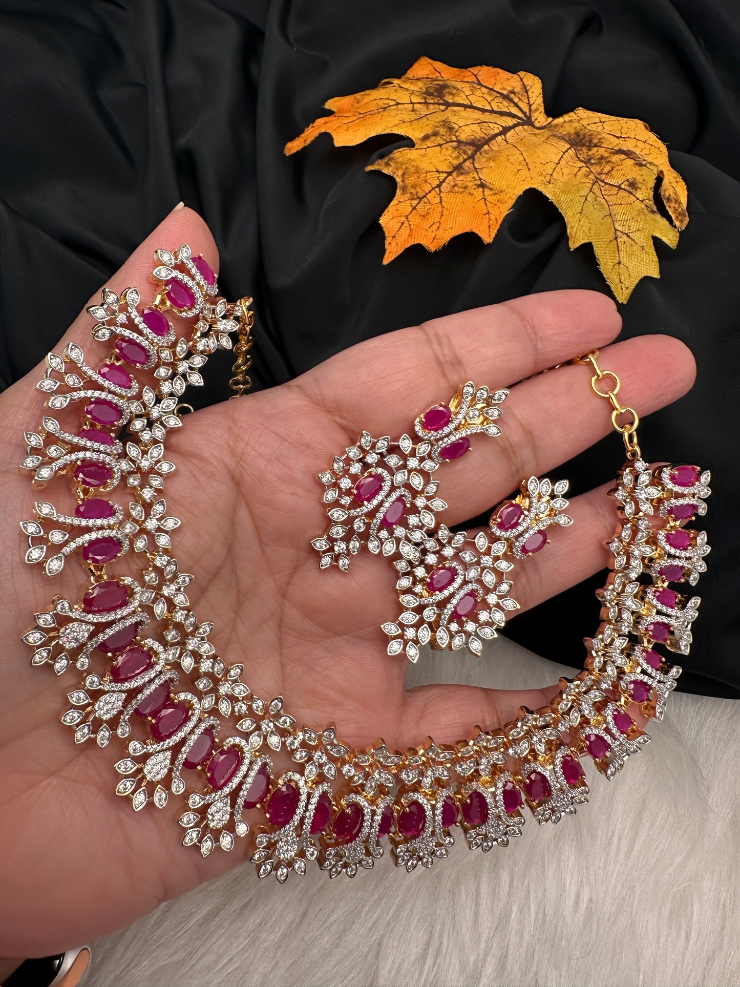 AD Neckline Color Stone Statement Necklace