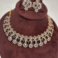 AD Neckline Color Stone Statement Necklace - Purple