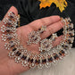AD Neckline Color Stone Statement Necklace - Purple