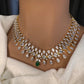 AD  Color Stone Diamond Finish Necklace - Green