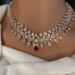 AD  Color Stone Diamond Finish Necklace - Red