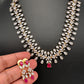 AD  Color Stone Diamond Finish Necklace - Red