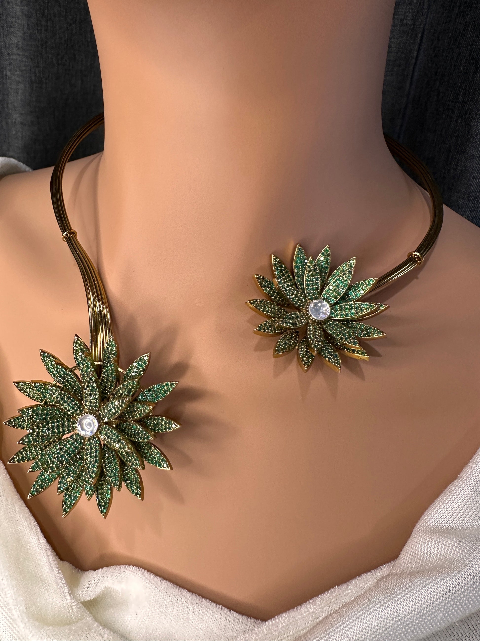 AD  Nano Setting Hasli Necklace - Green