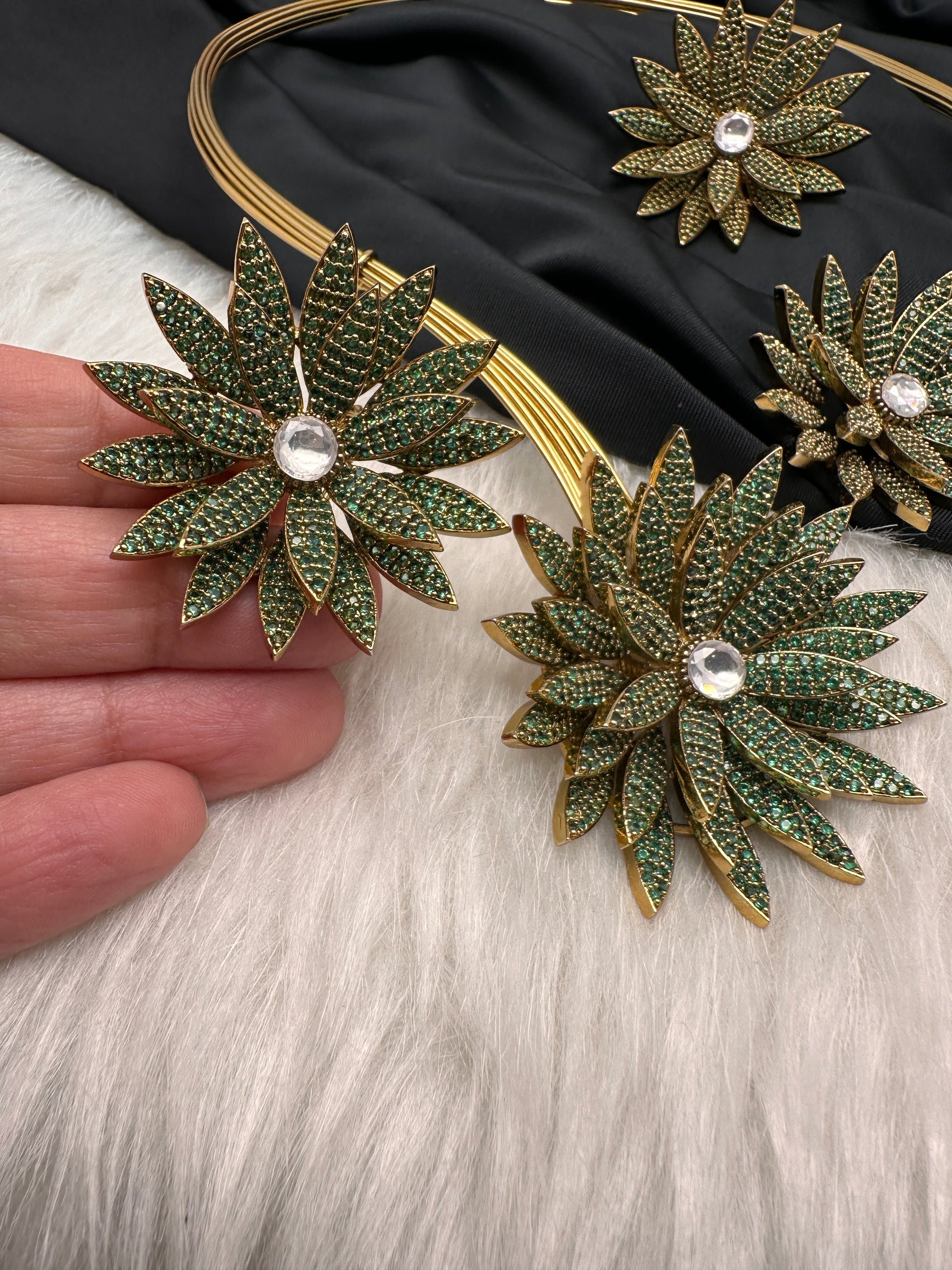 AD  Nano Setting Hasli Necklace - Green