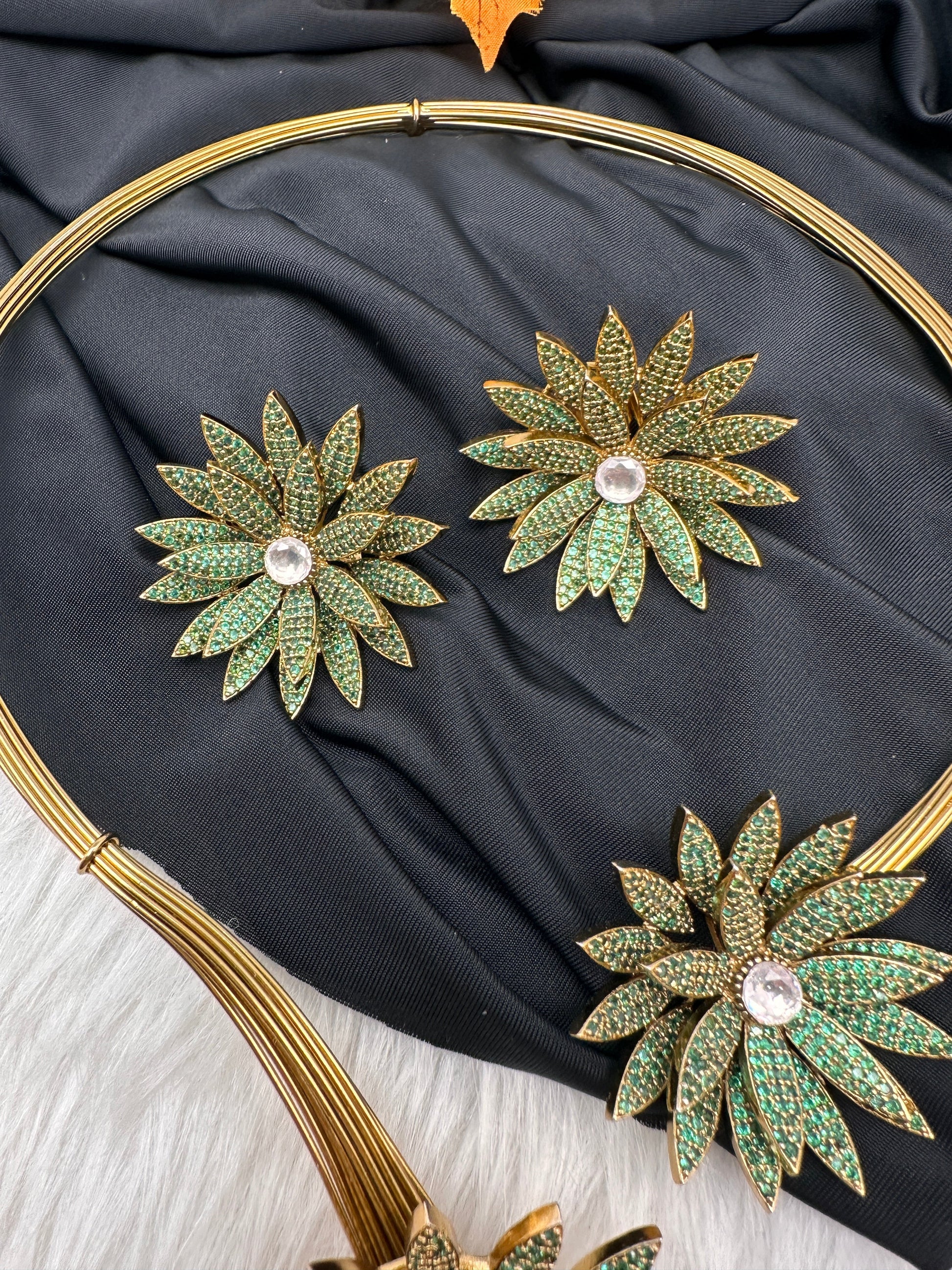 AD  Nano Setting Hasli Necklace - Green