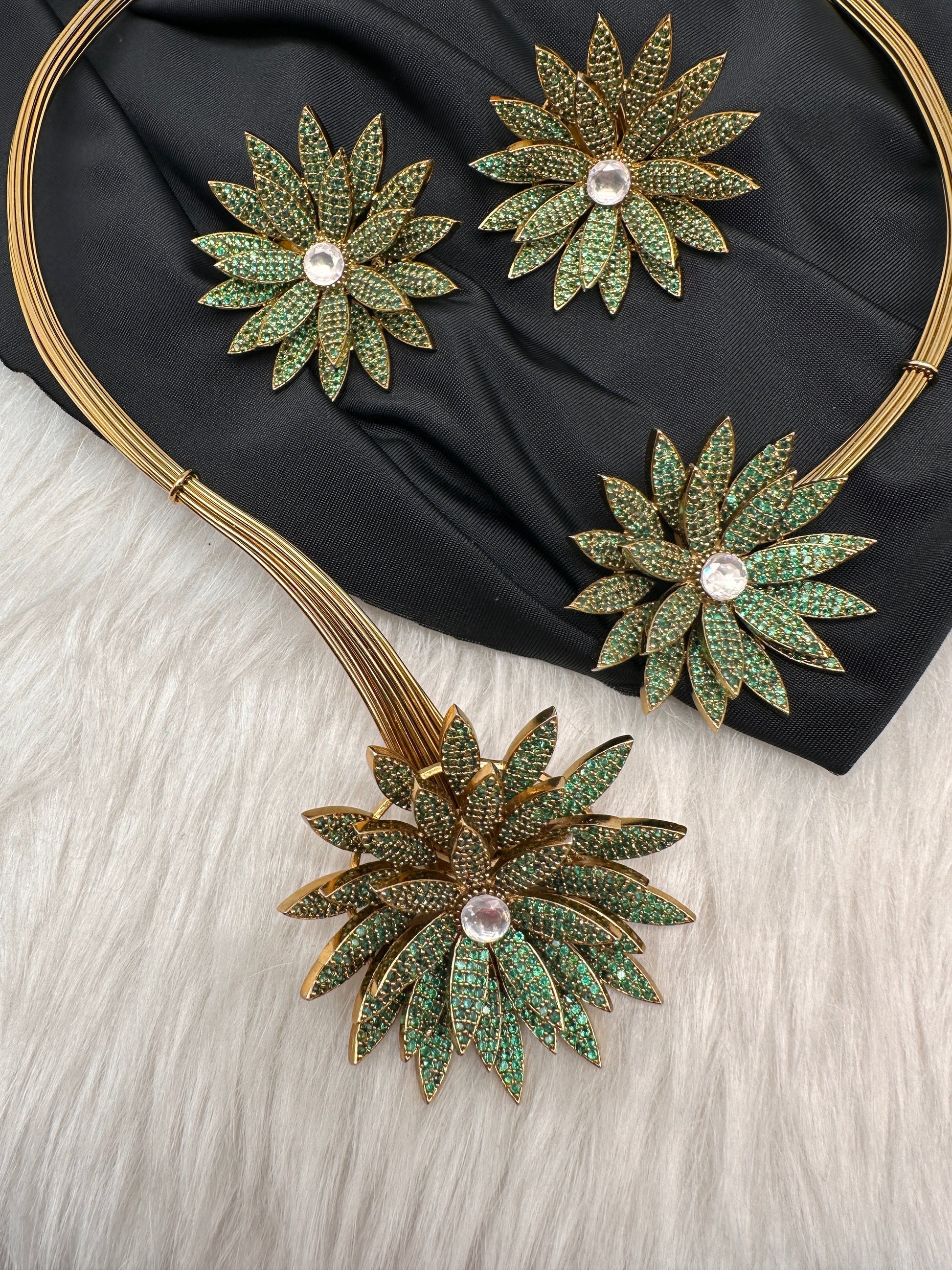 AD  Nano Setting Hasli Necklace - Green
