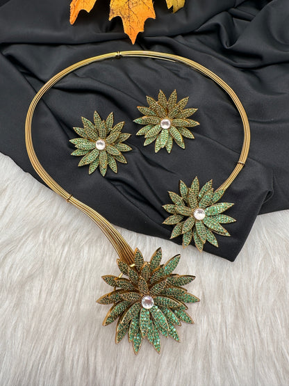 AD  Nano Setting Hasli Necklace - Green