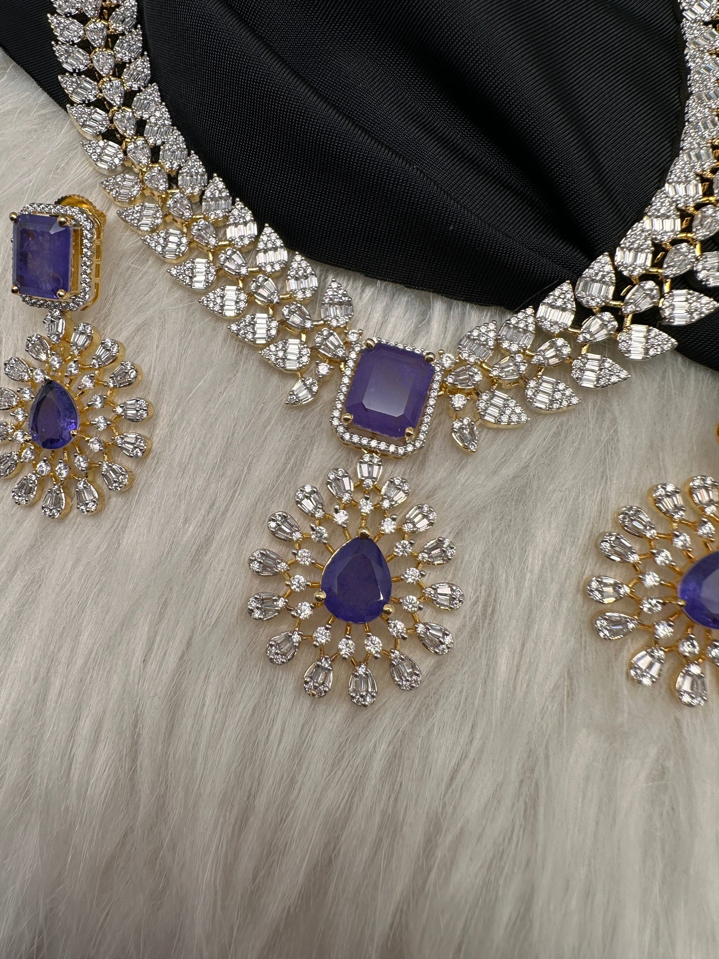 Marquise AD Purple Doublet Short Necklace