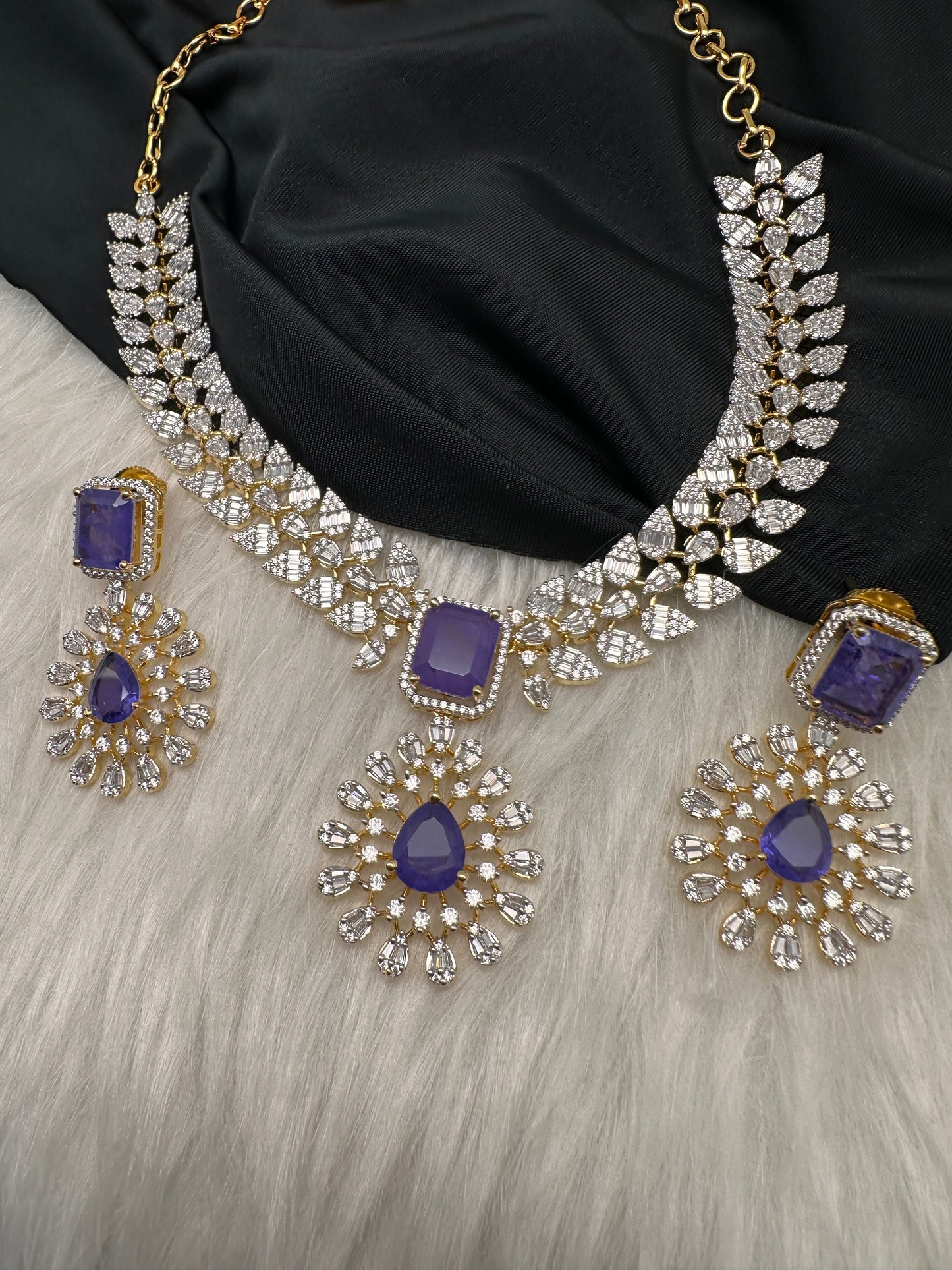 Marquise AD Purple Doublet Short Necklace