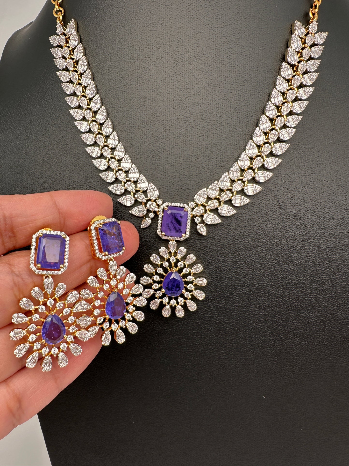Marquise AD Purple Doublet Short Necklace