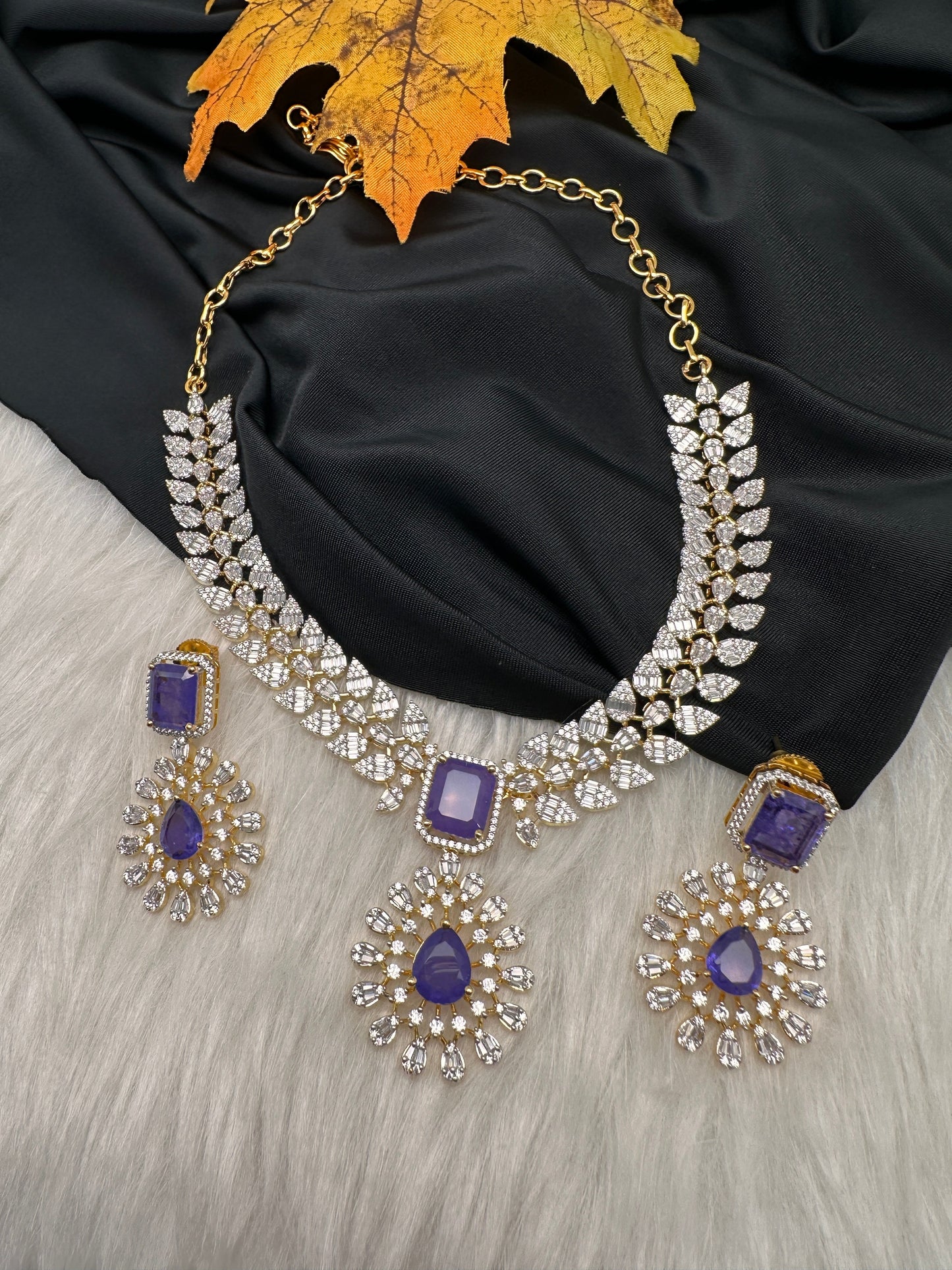 Marquise AD Purple Doublet Short Necklace