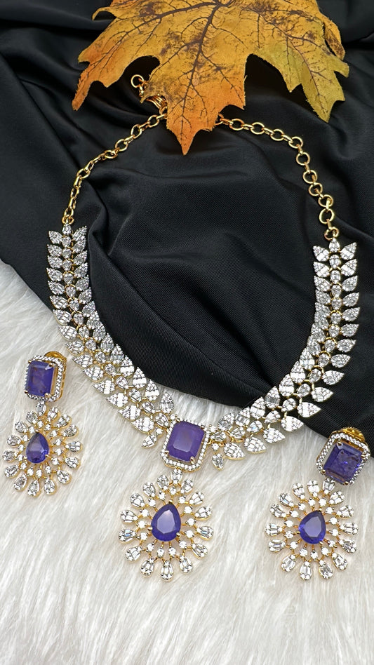 Marquise AD Purple Doublet Short Necklace