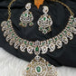 Mango AD Neckline Color Stone Necklace - Green