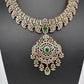 Mango AD Neckline Color Stone Necklace - Green