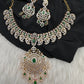 Mango AD Neckline Color Stone Necklace - Green