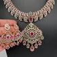 Mango AD Neckline Color Stone Necklace - Red