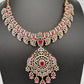 Mango AD Neckline Color Stone Necklace - Red