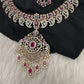 Mango AD Neckline Color Stone Necklace - Red