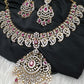 Mango AD Neckline Color Stone Necklace - Red