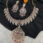 Mango AD Neckline Color Stone Necklace - Red