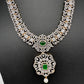 AD  Color Stone Diamond Finish Short Necklace - Green