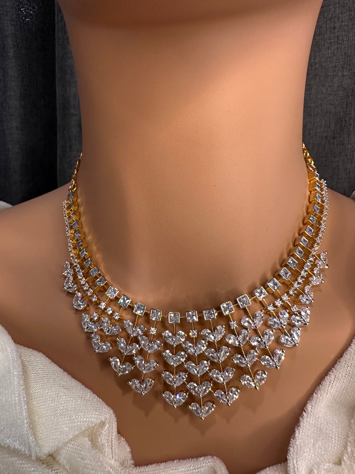Marquise Cubic Zirconia Neckline Short Necklace