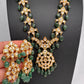 Polki 6 Carat Gold Plated CZ Green Emerald Beads Necklace
