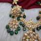 Polki 6 Carat Gold Plated CZ Green Emerald Beads Necklace