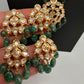 Polki 6 Carat Gold Plated CZ Green Emerald Beads Necklace