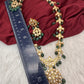 Polki 6 Carat Gold Plated CZ Green Emerald Beads Necklace