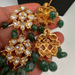 Polki 6 Carat Gold Plated CZ Green Emerald Beads Necklace