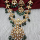 Polki 6 Carat Gold Plated CZ Green Emerald Beads Necklace