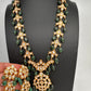 Polki 6 Carat Gold Plated CZ Green Emerald Beads Necklace