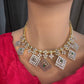 AD  Color Stone Diamond Finish Kanti Short Necklace - Green