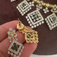 AD  Color Stone Diamond Finish Kanti Short Necklace - Green
