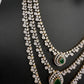 AD  Color Stone Diamond Finish Multi Layer Short Necklace - Green