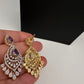 AD  Color Stone Diamond Finish Multi Layer Short Necklace - Purple