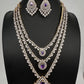 AD  Color Stone Diamond Finish Multi Layer Short Necklace - Purple