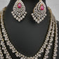 AD  Color Stone Diamond Finish Multi Layer Short Necklace - Red