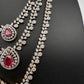 AD  Color Stone Diamond Finish Multi Layer Short Necklace - Red